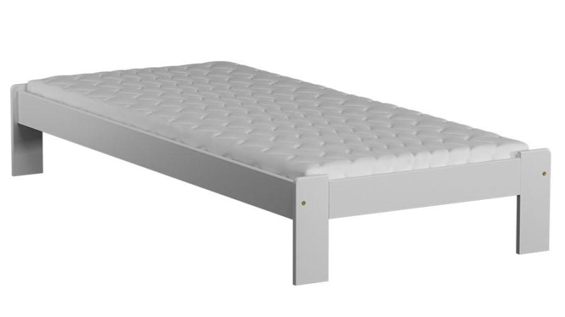 Pat din lemn 90x200 cu somieră Ada alb