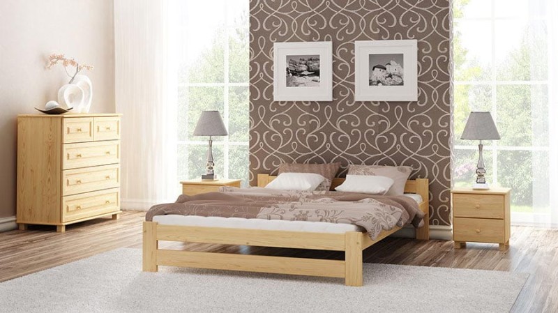 Pat din lemn 180x200 cu somieră Inter PIN