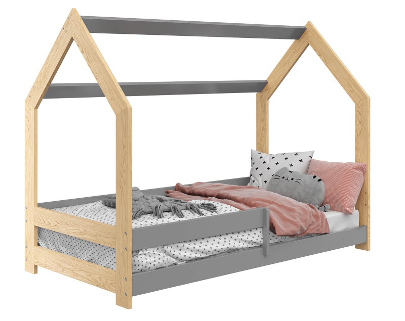 Pat montessori 160x80 căsuță pentru copii pin D5 cu somieră