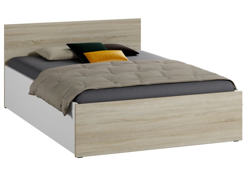 Pat 140x200 cu somieră DM1 stejar sonoma/laturi albe