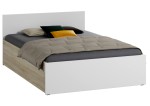 Pat 120x200 cu somieră DM1 alb/laturi de stejar sonoma