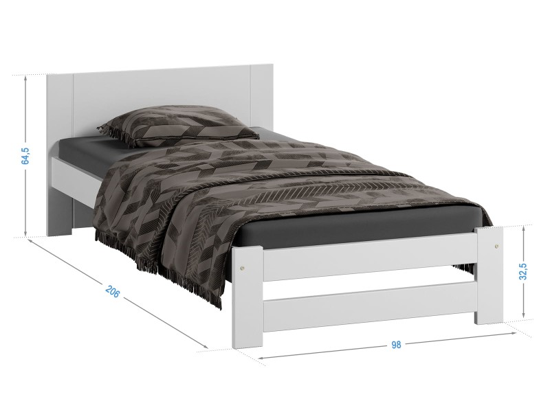 Pat 90x200 cu somieră DMD13 Alb
