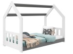 Pat montessori 160x80 căsuță pentru copii alb D2C cu somieră