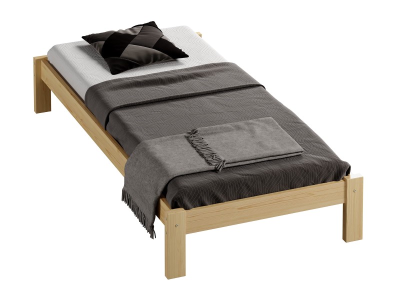 Pat din lemn 90x200 cu somieră Liliana pin