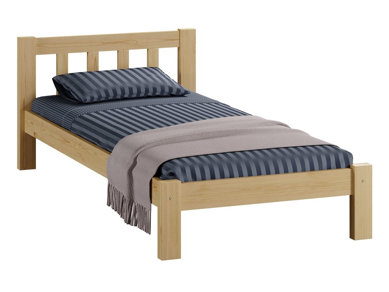 Pat din lemn 90x200 cu somieră Ofelia pin