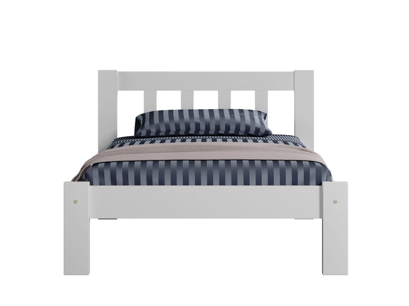 Pat din lemn 90x200 cu somieră Ofelia alb