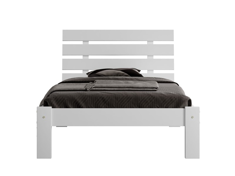 Pat din lemn 90x200 cu somieră Klara alb