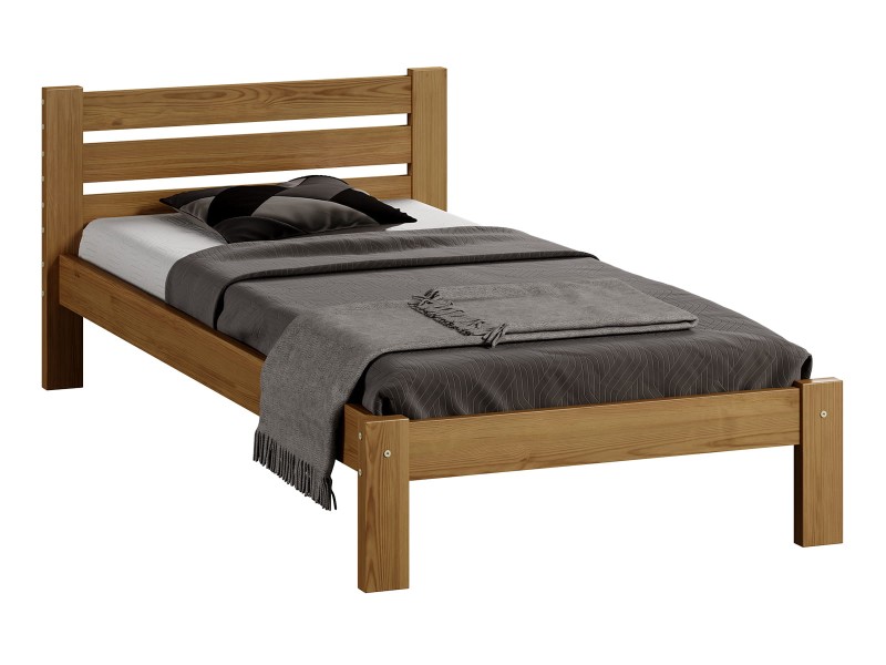 Pat din lemn 90x200 cu somieră Asia stejar