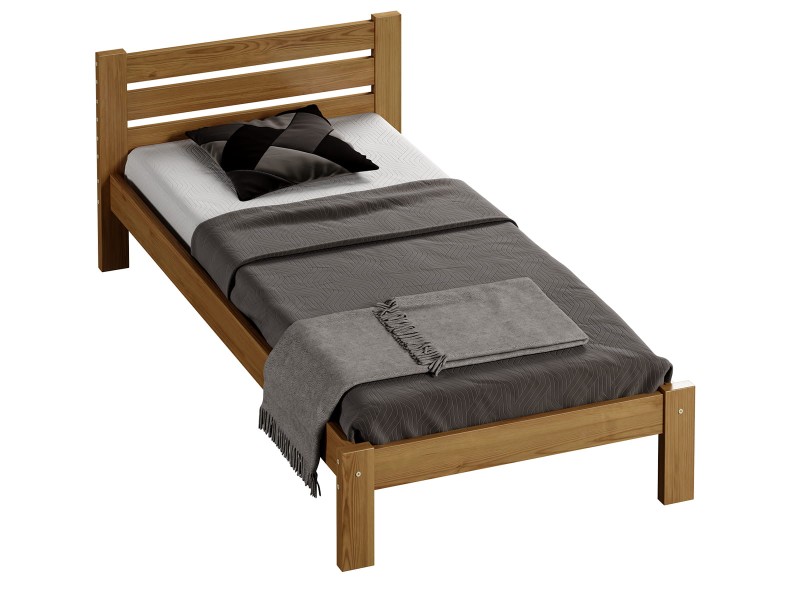 Pat din lemn 90x200 cu somieră Asia stejar