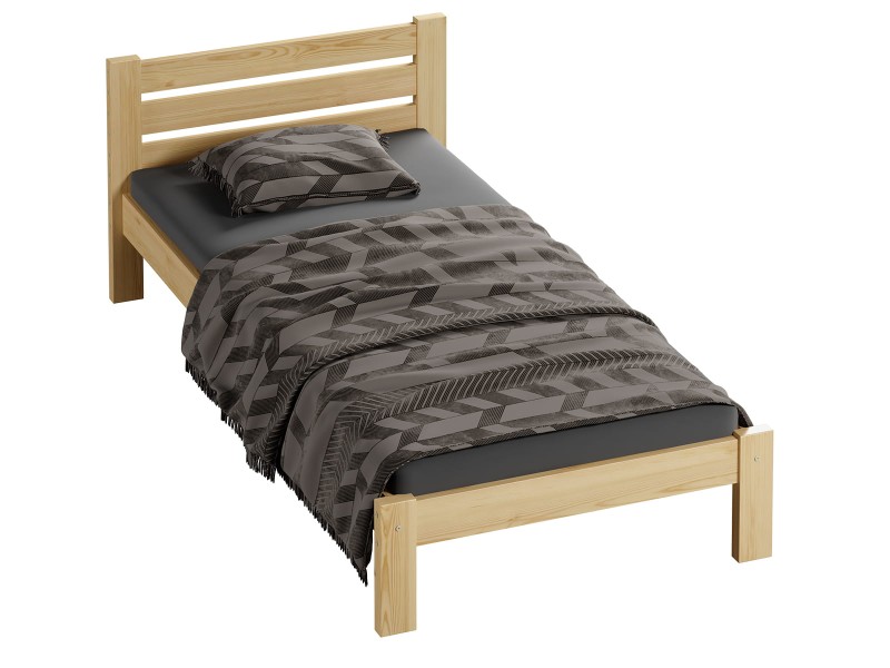 Pat din lemn 90x200 cu somieră Asia pin