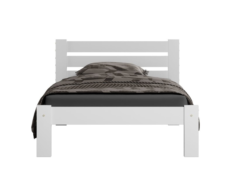 Pat din lemn 90x200 cu somieră Asia alb