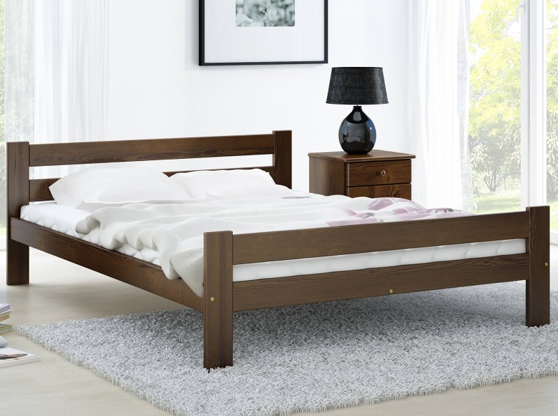 Pat din lemn 140x200 cu somieră Manta nuc