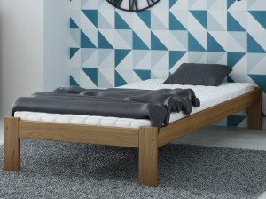 Pat din lemn 90x200 cu somieră Irys eco stejar