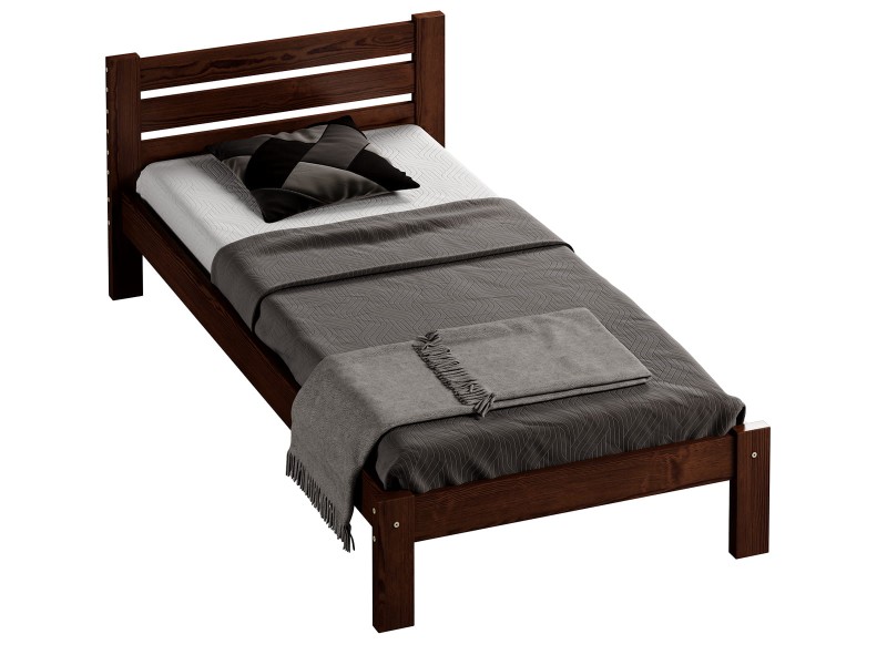 Pat din lemn 90x200 cu somieră Asia nuc