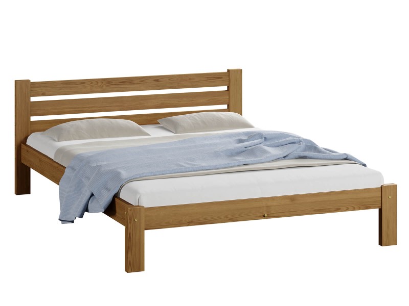 Pat din lemn 120x200 cu somieră Asia stejar