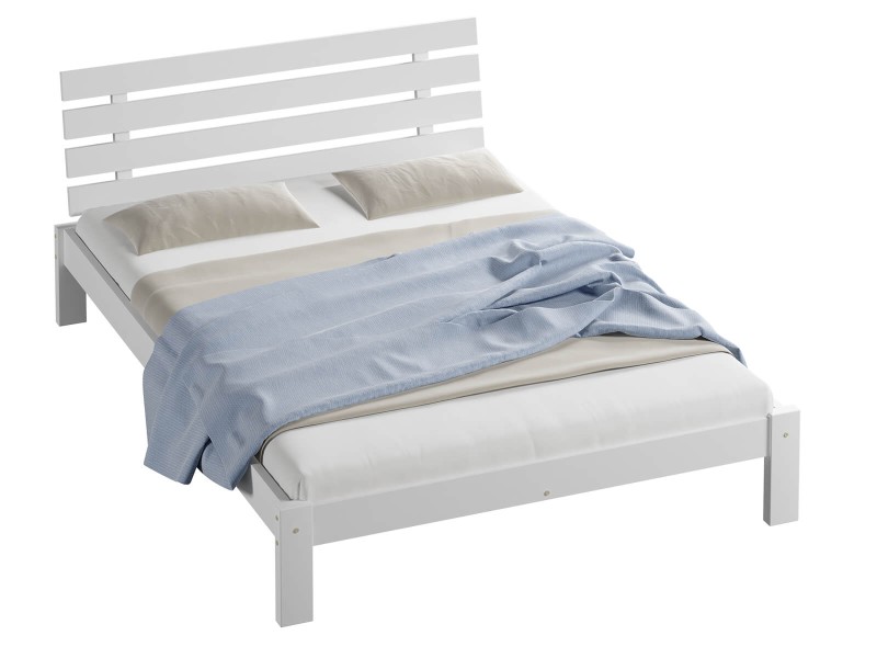 Pat din lemn 120x200 cu somieră Klara alb