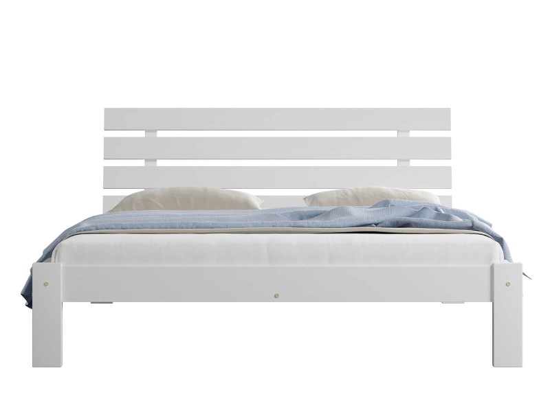 Pat din lemn 140x200 cu somieră Klara alb