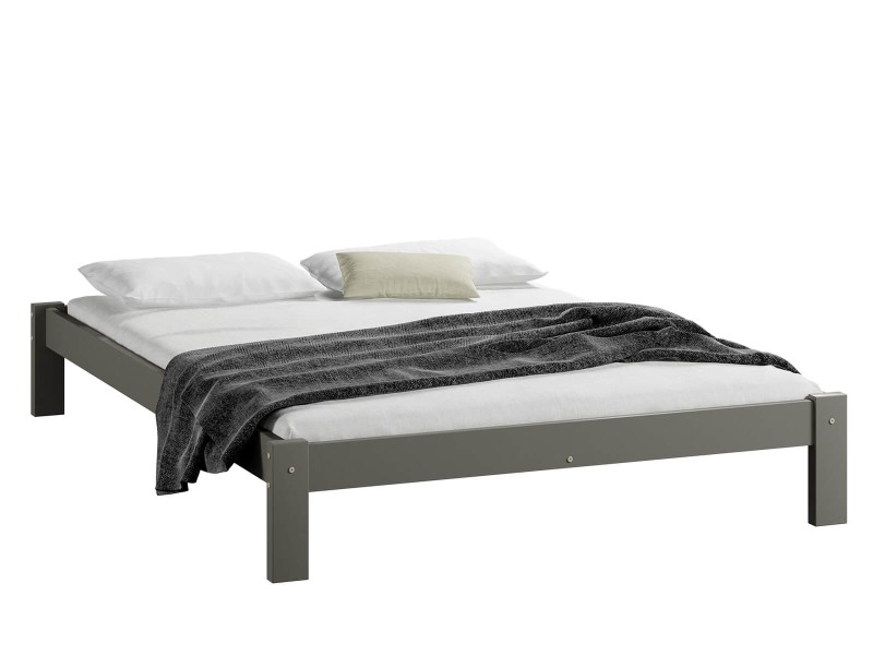 Pat din lemn 160x200 cu somieră Liliana gri