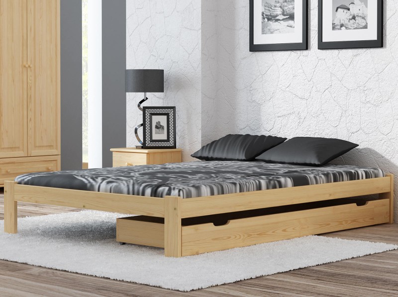 Pat din lemn 180x200 cu saltea din spumă cu somieră Irys nevopsit