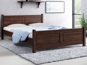 Pat din lemn 160x200 cu somieră Lena nuc