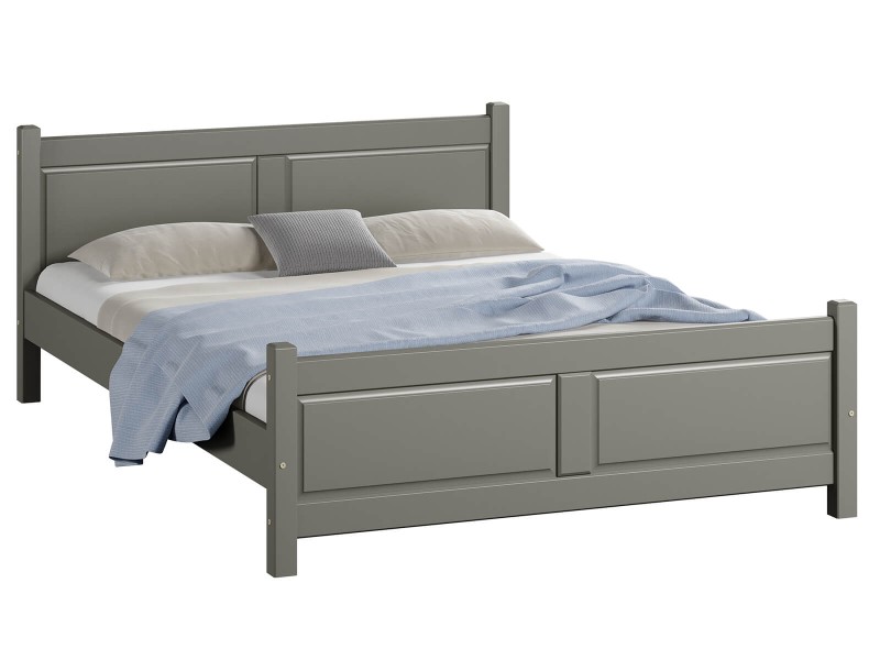 Pat din lemn 120x200 cu somieră Lena gri