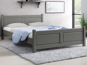 Pat din lemn 160x200 cu somieră Lena gri