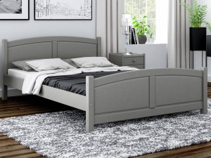 Pat din lemn 140x200 cu somieră Mela gri
