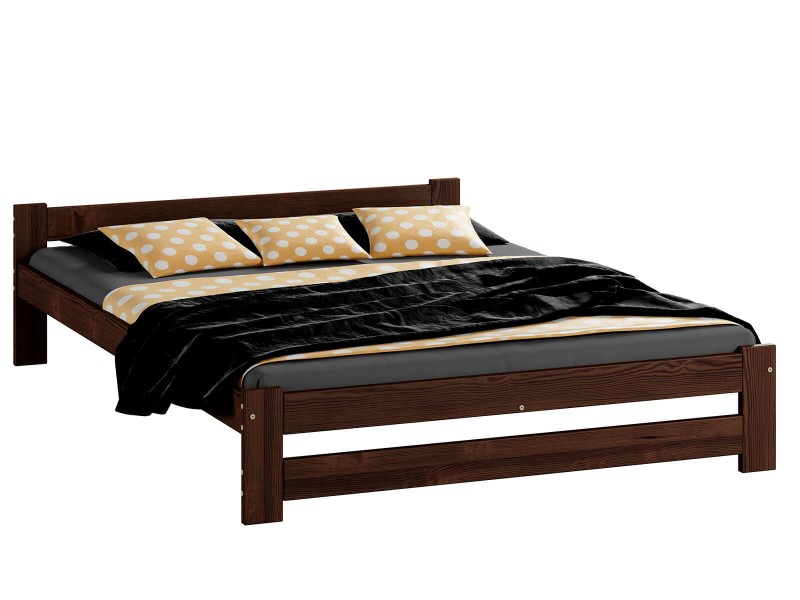 Pat din lemn 120x200 cu somieră Inter nuc