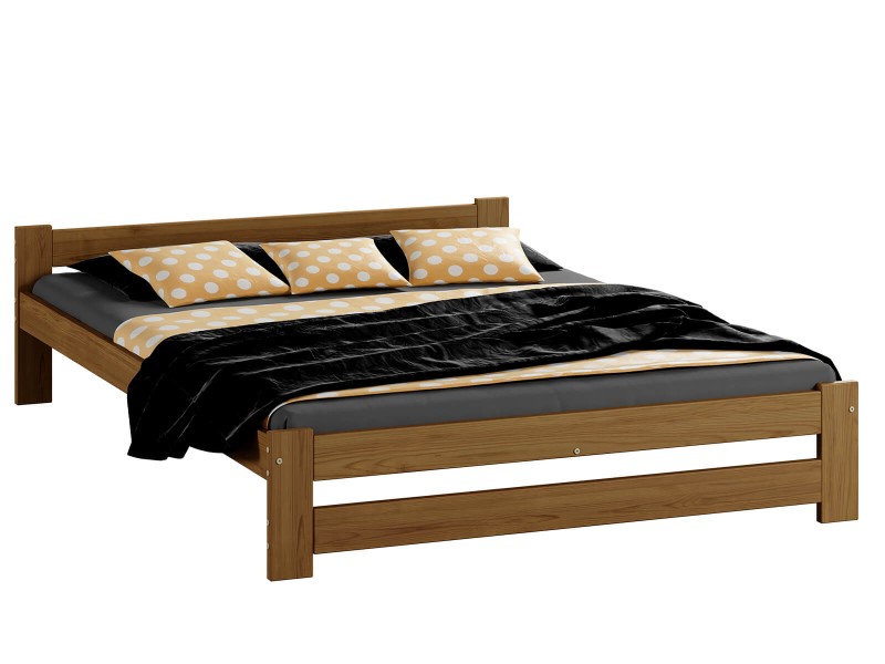Pat din lemn 120x200 cu somieră Inter stejar