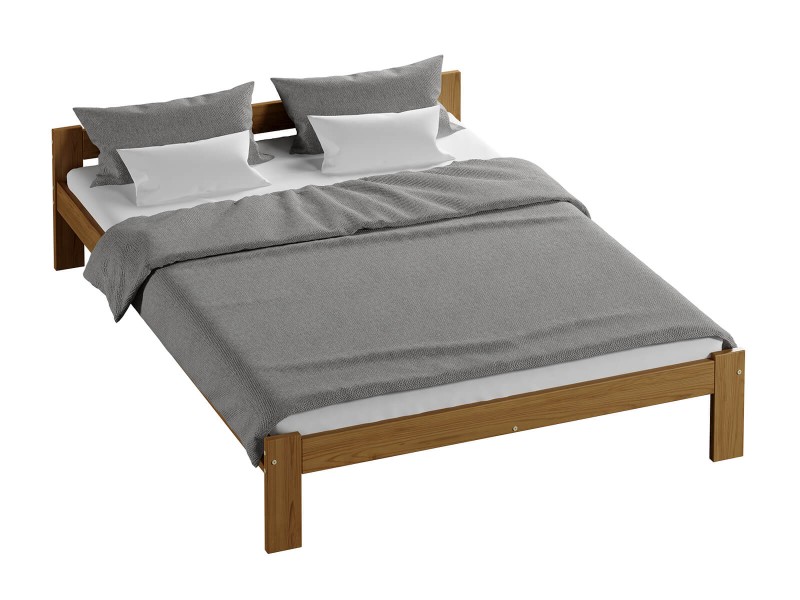 Pat din lemn 140x200 cu somieră Naba eco stejar