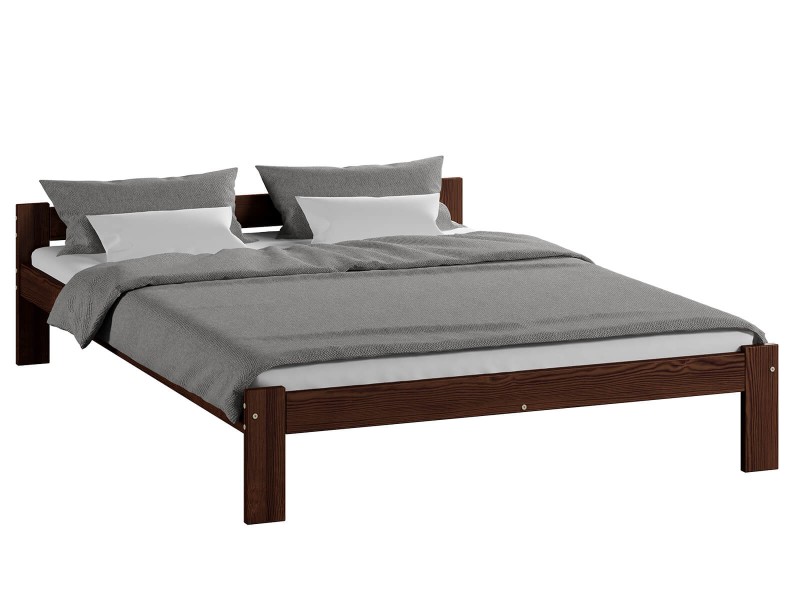 Pat din lemn 140x200 cu somieră Naba eco nuc