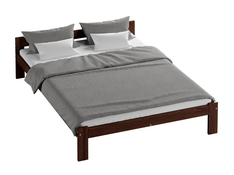 Pat din lemn 140x200 cu somieră Naba eco nuc