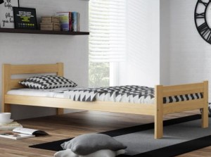 Pat din lemn 90x200 cu somieră Manta nevopsit