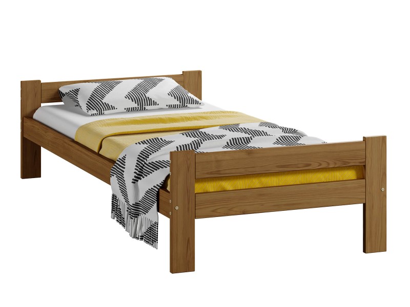 Pat din lemn 90x200 cu somieră Prima eco stejar