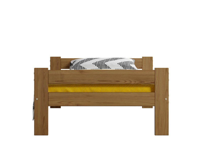 Pat din lemn 90x200 cu somieră Prima eco stejar