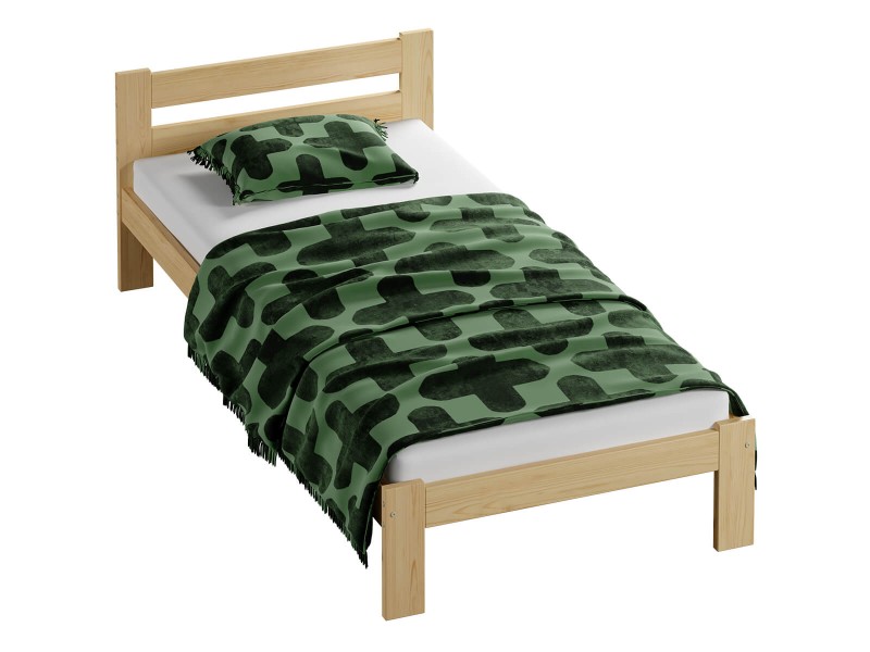 Pat din lemn 90x200 cu somieră Mato nevopsit