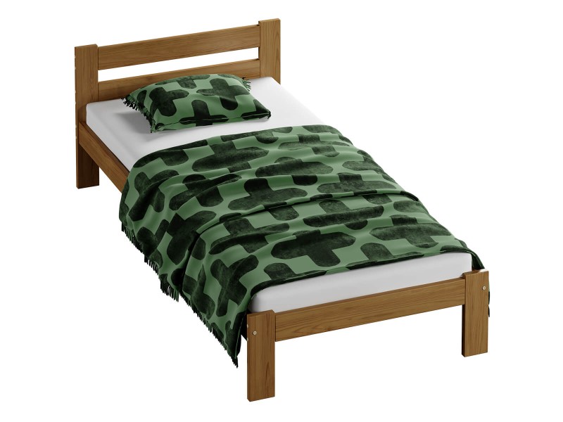 Pat din lemn 90x200 cu somieră Mato eco stejar