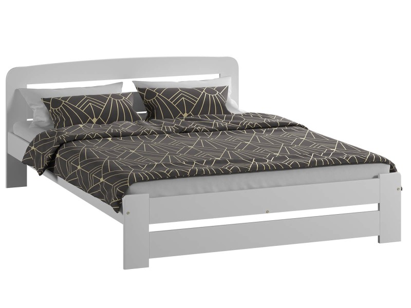 Pat din lemn 140x200 cu somieră Lidia alb