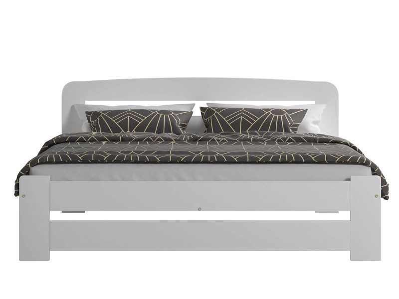 Pat din lemn 140x200 cu somieră Lidia alb