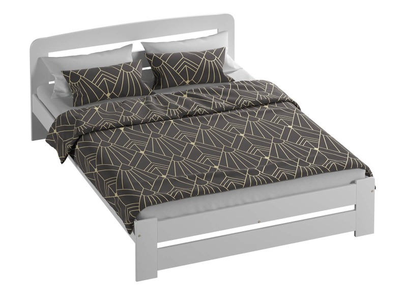 Pat din lemn 140x200 cu somieră Lidia alb