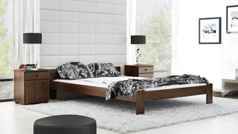 Pat din lemn 180x200 cu somieră Celinka nuc