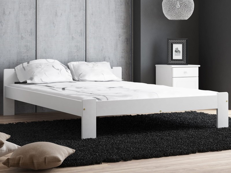 Pat din lemn 180x200 cu somieră Celinka alb