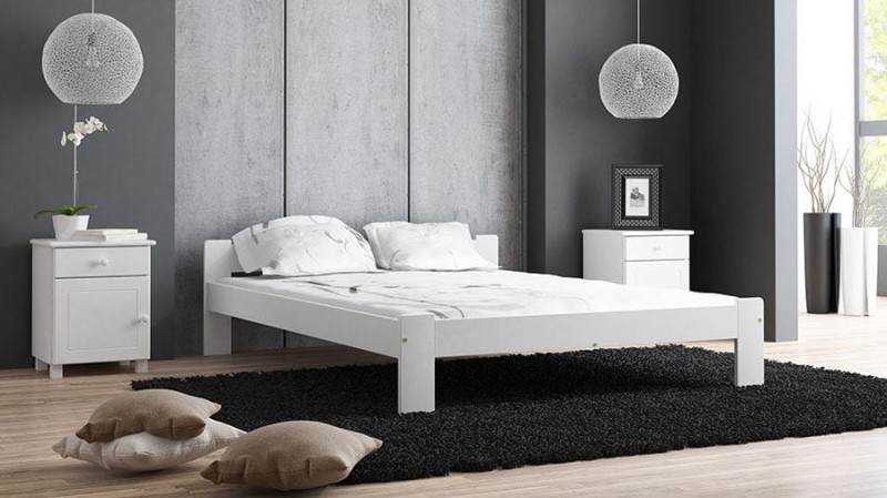 Pat din lemn 180x200 cu somieră Celinka alb