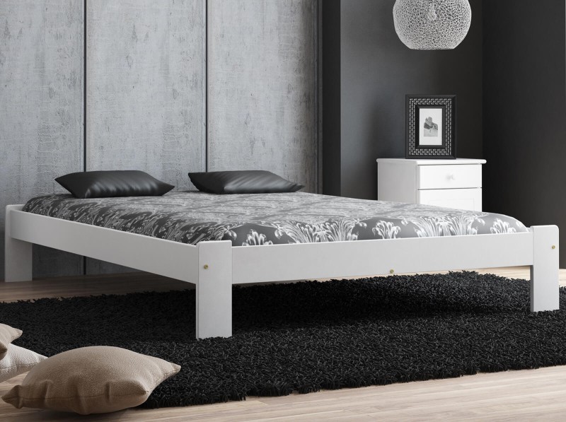Pat din lemn 180x200 cu somieră Ada alb