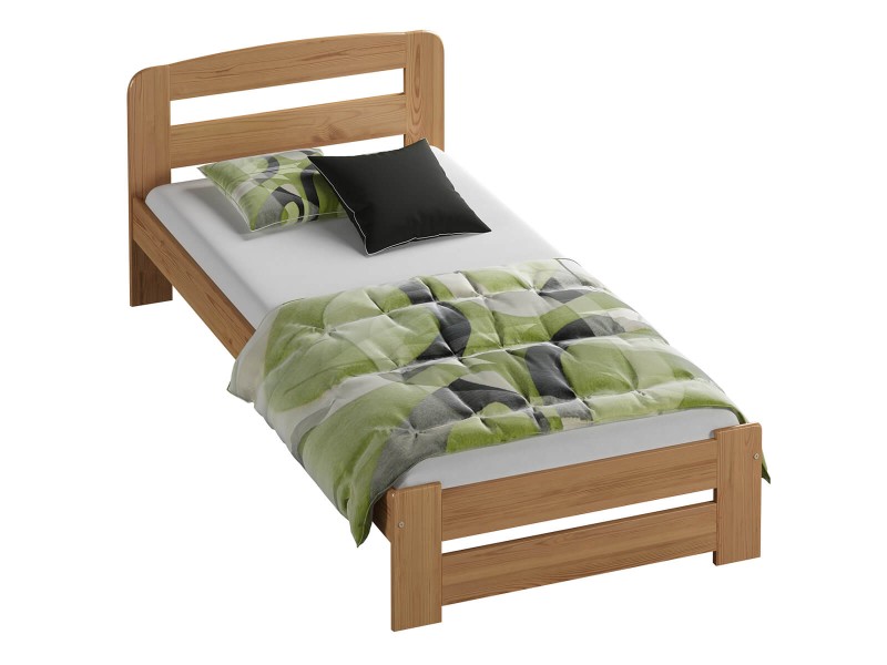 Pat din lemn 90x200 cu somieră Lidia arin