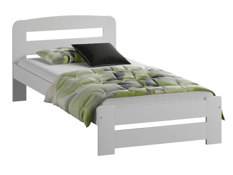 Pat din lemn 90x200 cu somieră Lidia alb