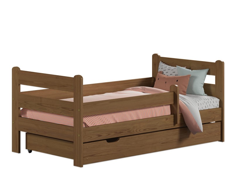 Pat copii Kacper 160x80 cu protecții Stejar cu somieră