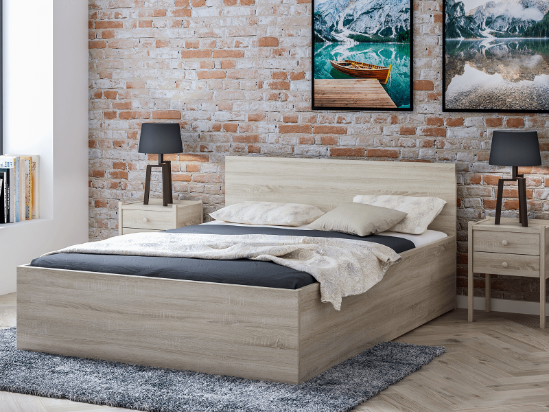 Pat 140x200 cu somieră DM1 stejar sonoma