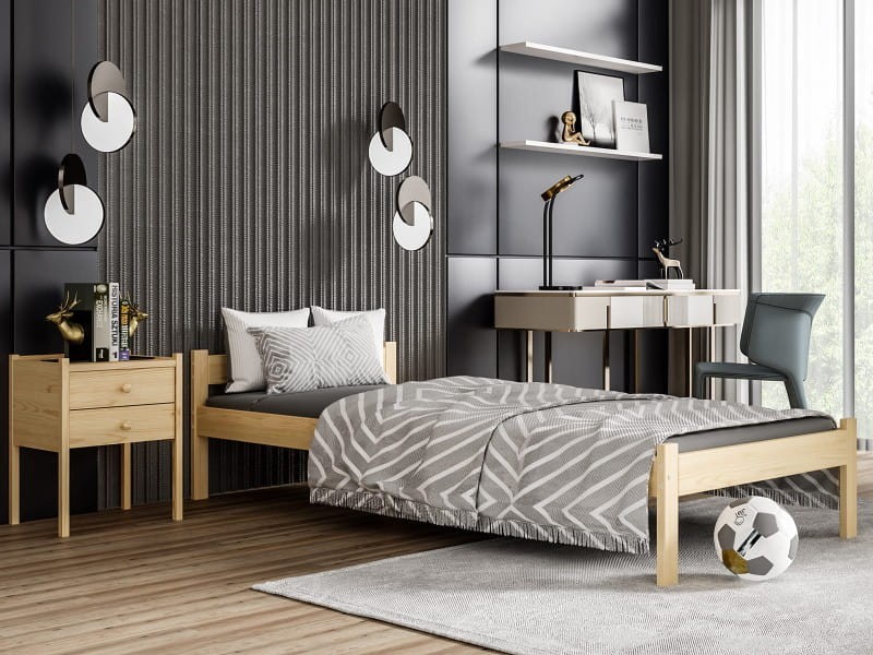 Pat din lemn Kaja 90x200 Pin cu somieră