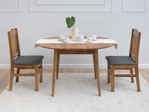 Masă rotundă din stejar fi100 +30 cm extensii Bergen ulei intens